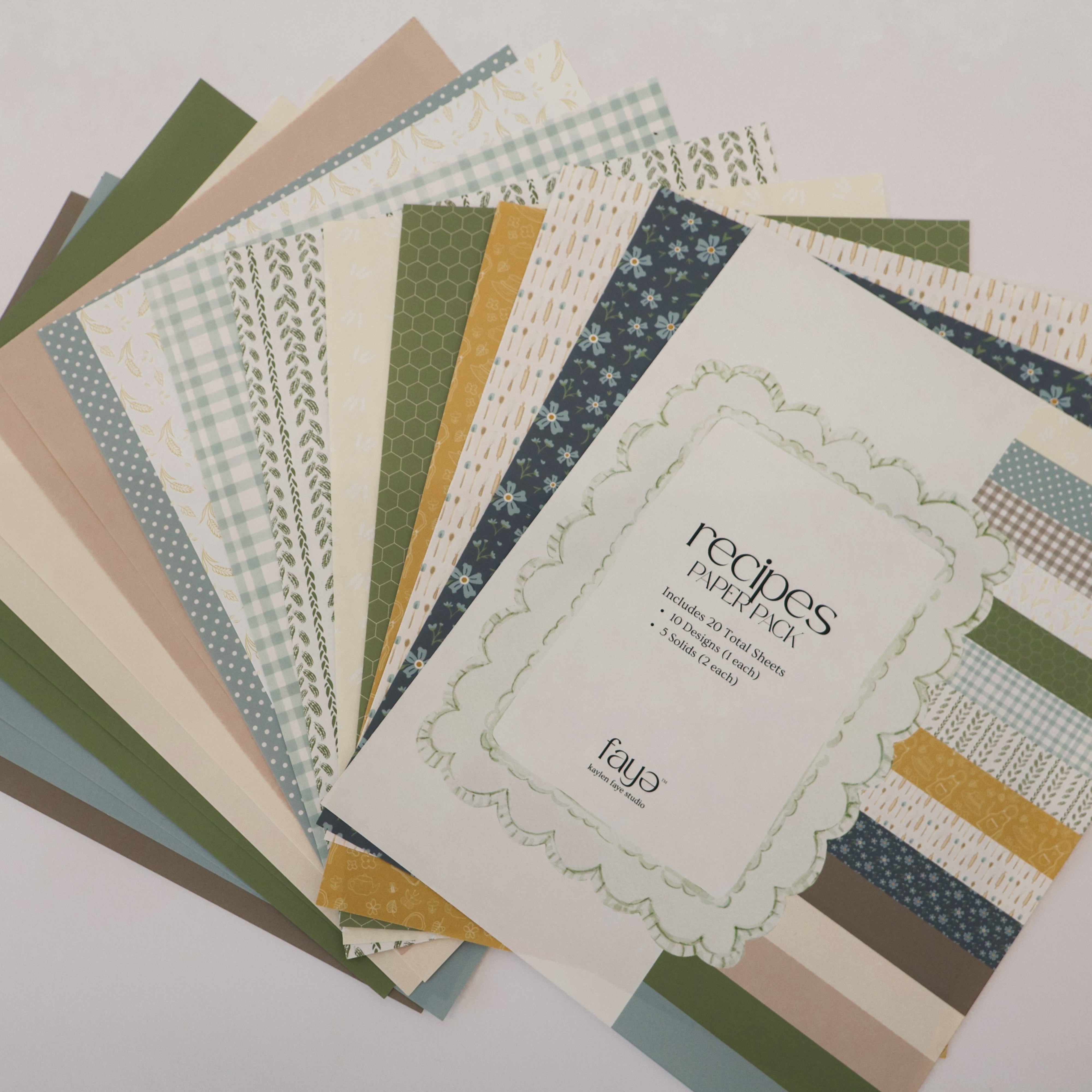 Collection of recipe cards with various patterns on a light gray background