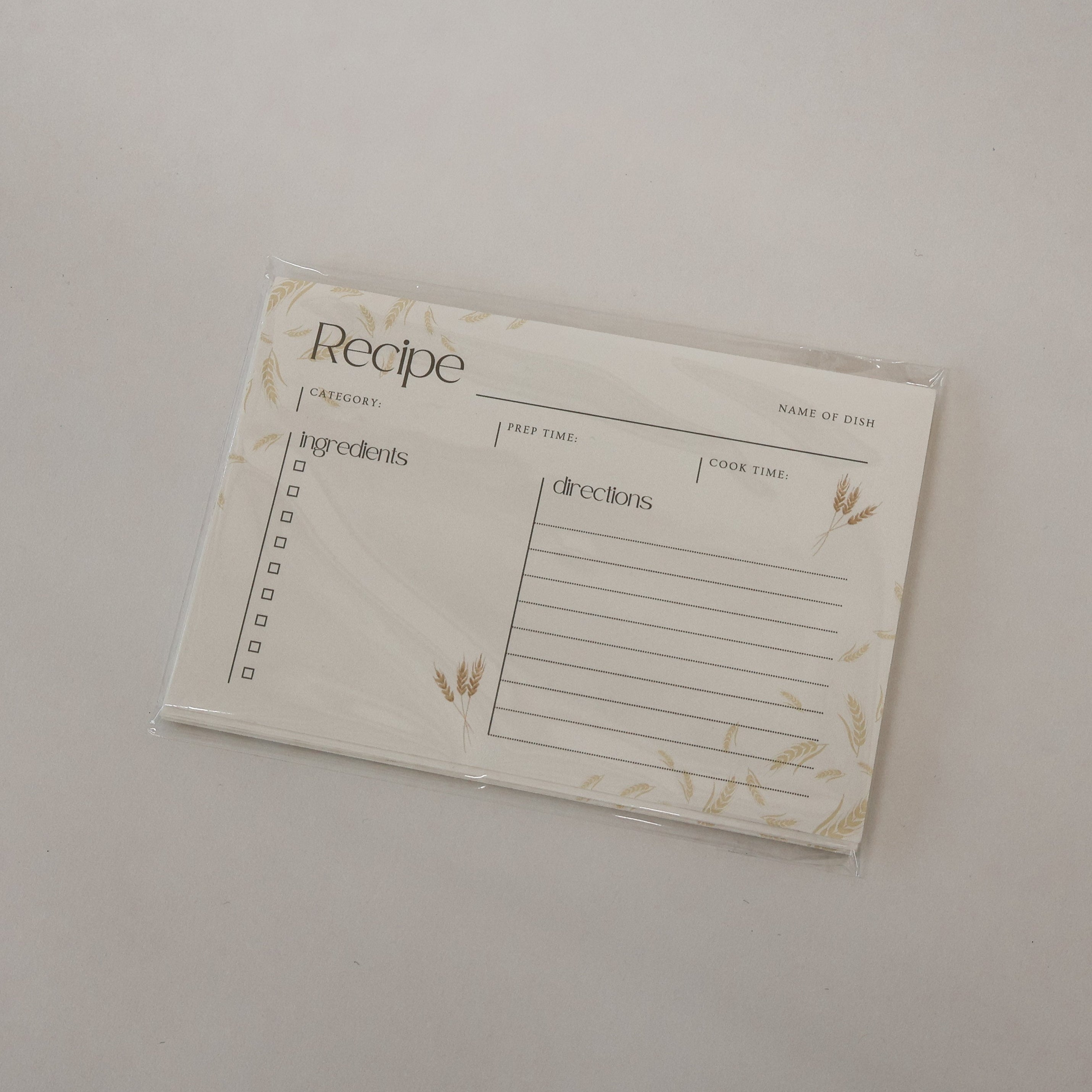 Recipe card on a plain background